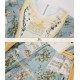 Mademoiselle Pearl Four Leaf Clover and Lime Blouse Apron Overdress JSK and Ops(Reservation/2 Colours/Full Payment Without Shipping)